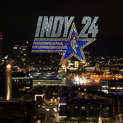 INDY24 logo in drones